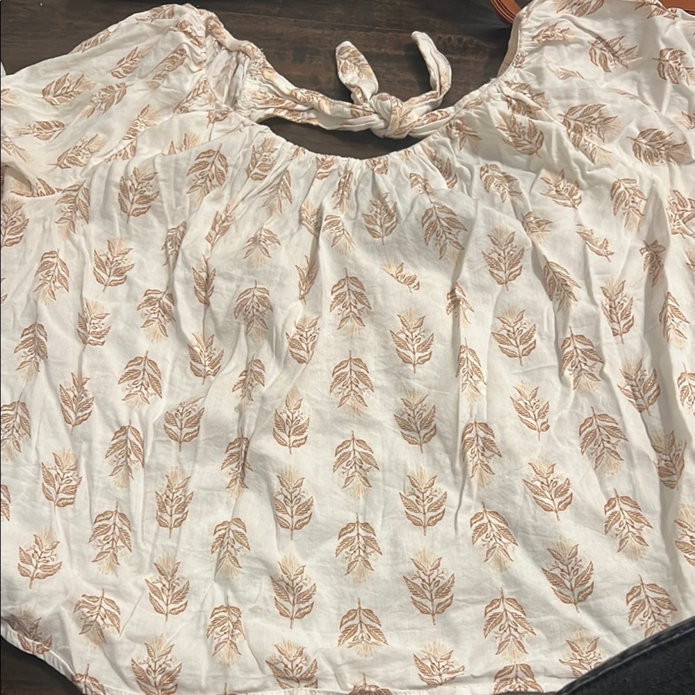 Leaf Print Cream Top